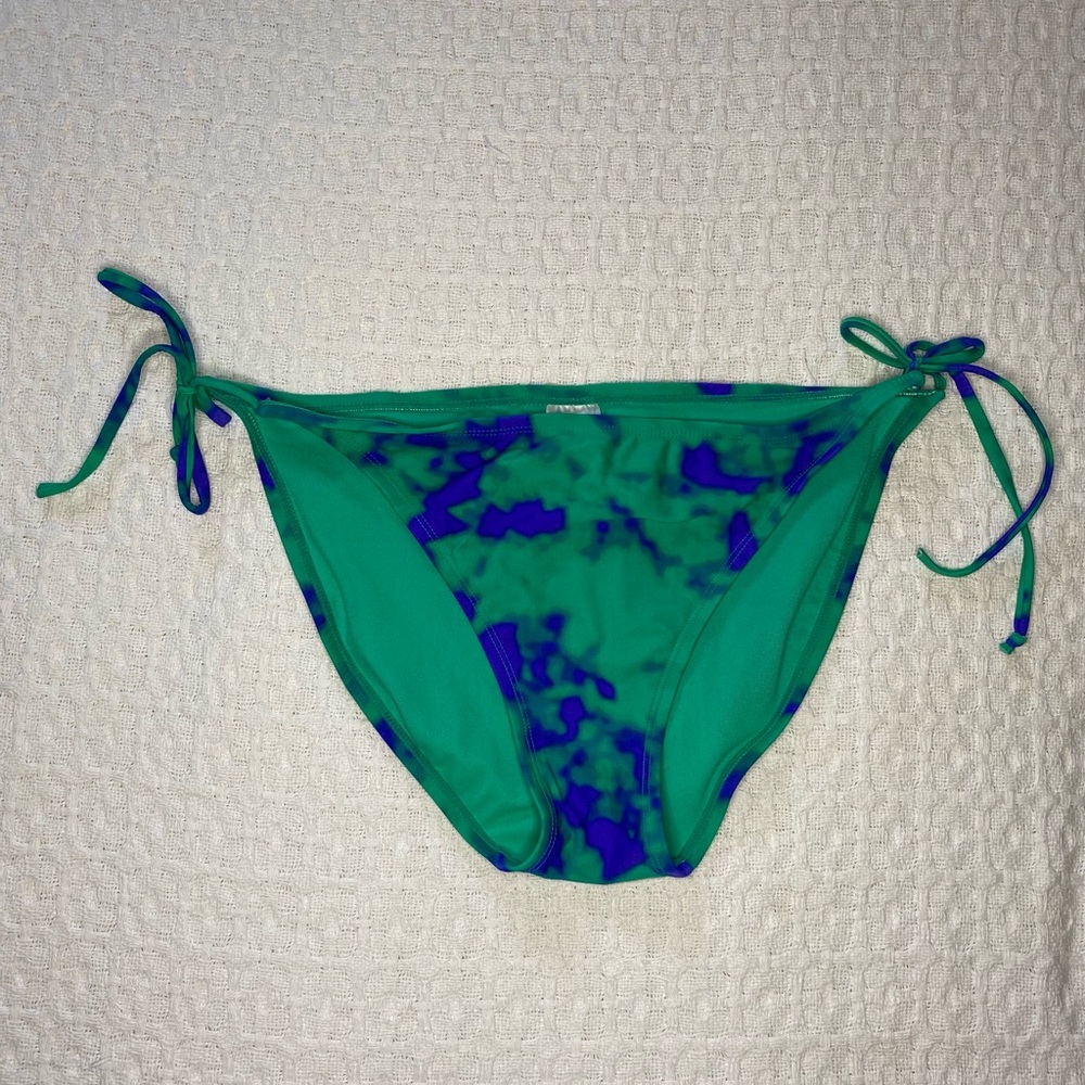 Green and blue drawstring, bikini bottom